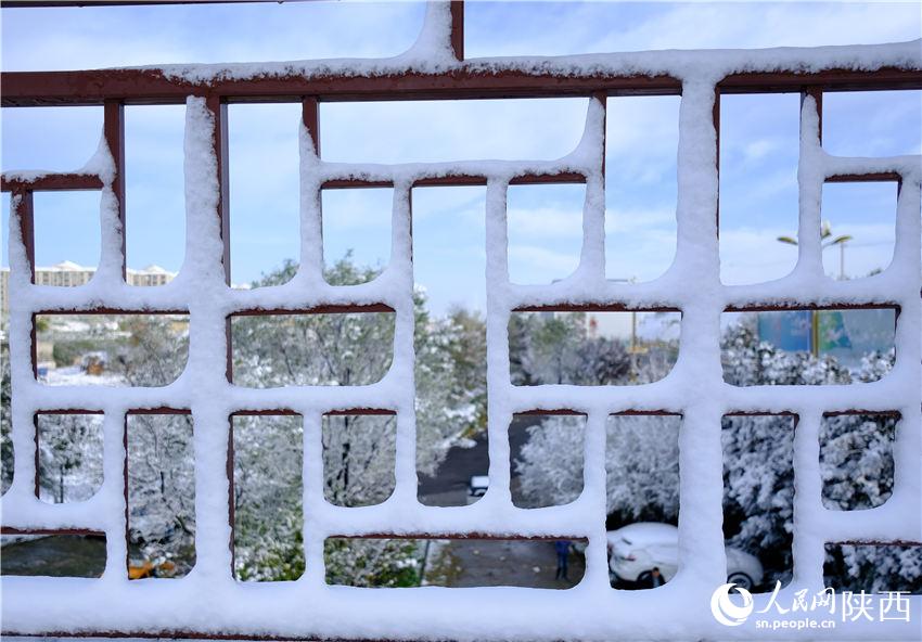 11月6日晚，古城西安迎來2021年第一場雪。吳超攝