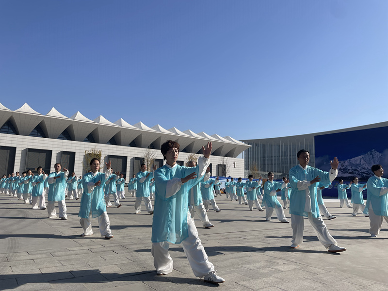 “陜西群眾武術(shù)大展演”活動正在進行。人民網(wǎng)記者 賈凱璐攝